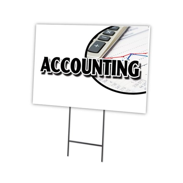 Accounting Yard Sign & Stake outdoor plastic coroplast window, C-1824-DS-Accounting
